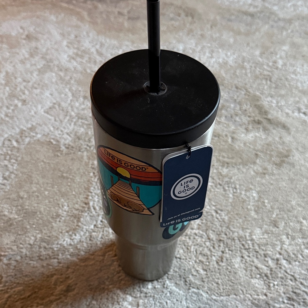 Life Is Good Stainless Steel Tumbler with Black Lid